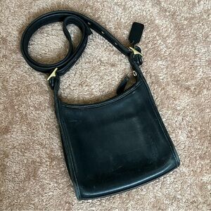 Vintage Black Leather Coach Crossbody Bag